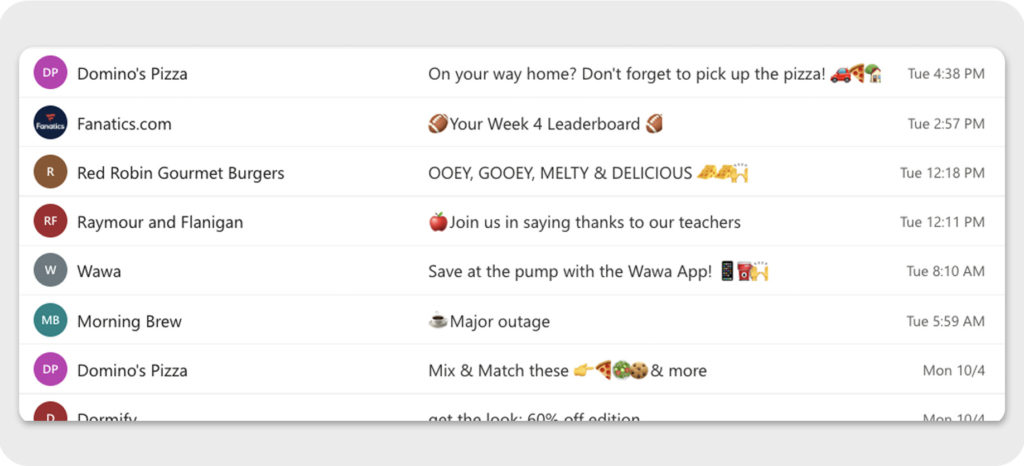 Assortment of emails using emojis