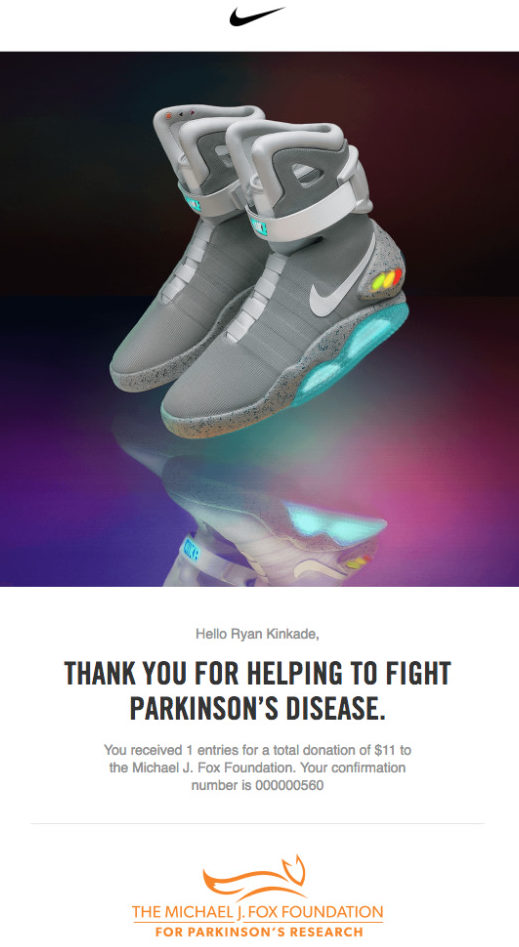 Fundraising thank you email 