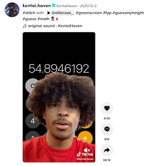 how to stitch on tiktok - example of stitch